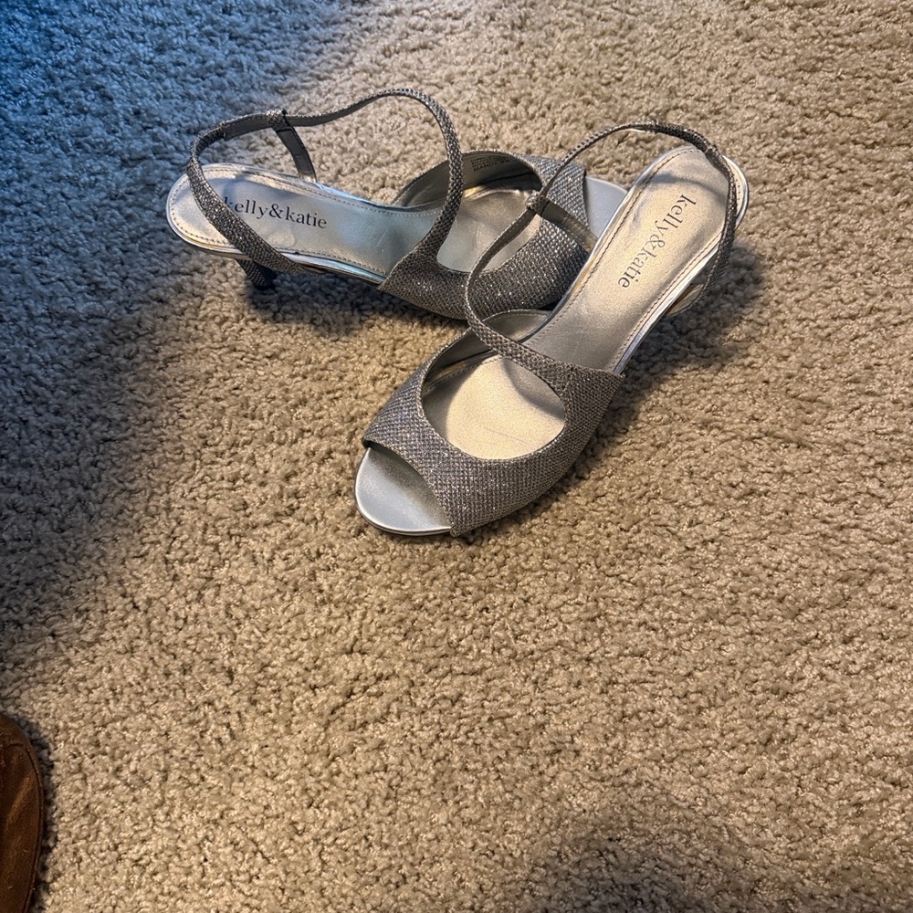 Kelly & Katie Glittering Silver Heels